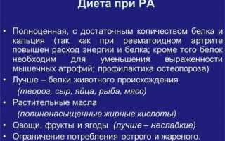 Лечебная диета при ревматоидном артрите