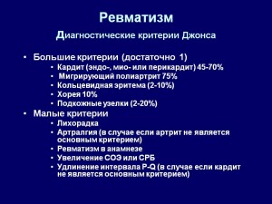 Ревматизм диагностические критерии Джонса