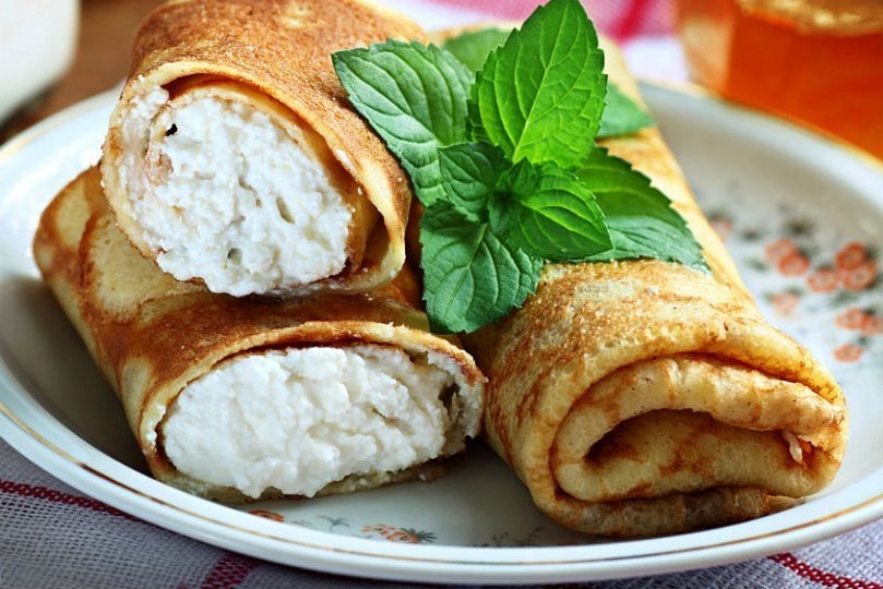 блины с творогом