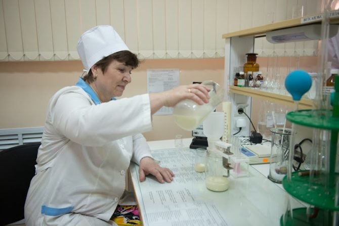 врач исследует молоко
