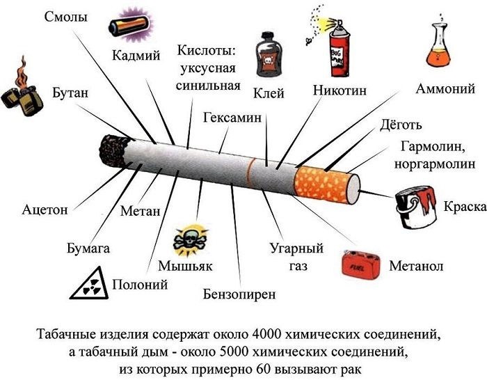 Вредный состав сигарет